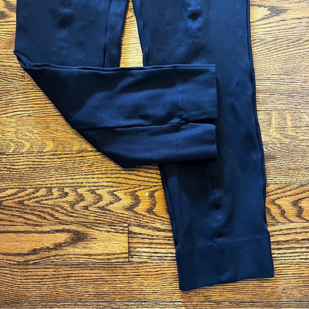 Quince Navy Ultra Stretch Ponte Pintuck Straight Leg Pants - Picture 4 of 8